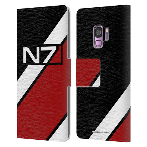 EA Bioware Mass Effect Graphics N7 Logo Stripes Leather Book Wallet Case Cover For Samsung Galaxy S9