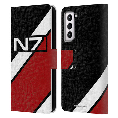 EA Bioware Mass Effect Graphics N7 Logo Stripes Leather Book Wallet Case Cover For Samsung Galaxy S21 FE 5G