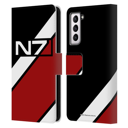 EA Bioware Mass Effect Graphics N7 Logo Stripes Leather Book Wallet Case Cover For Samsung Galaxy S21 5G