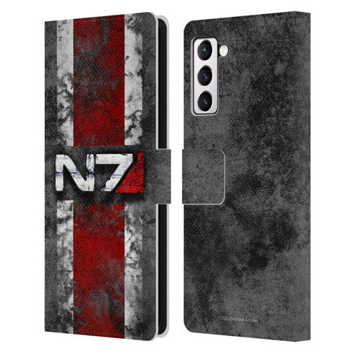 EA Bioware Mass Effect Graphics N7 Logo Distressed Leather Book Wallet Case Cover For Samsung Galaxy S21+ 5G