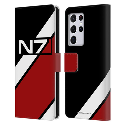 EA Bioware Mass Effect Graphics N7 Logo Stripes Leather Book Wallet Case Cover For Samsung Galaxy S21 Ultra 5G