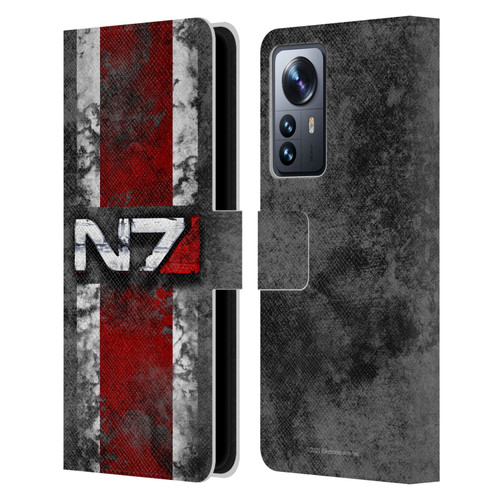 EA Bioware Mass Effect Graphics N7 Logo Distressed Leather Book Wallet Case Cover For Xiaomi 12 Pro