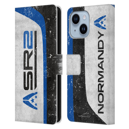 EA Bioware Mass Effect 3 Badges And Logos SR2 Normandy Leather Book Wallet Case Cover For Apple iPhone 14 Plus