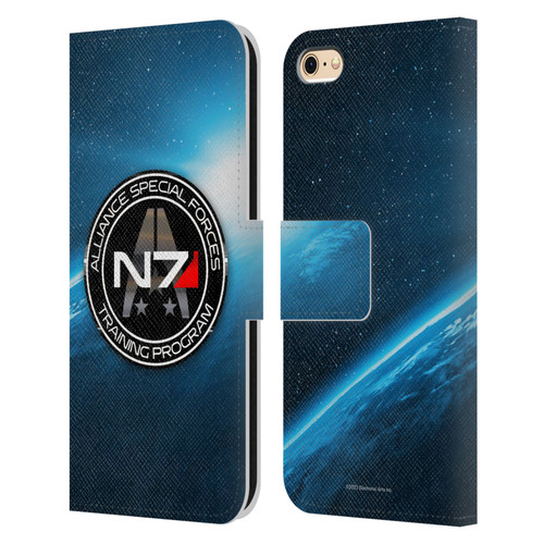 EA Bioware Mass Effect 3 Badges And Logos N7 Training Program Leather Book Wallet Case Cover For Apple iPhone 6 / iPhone 6s