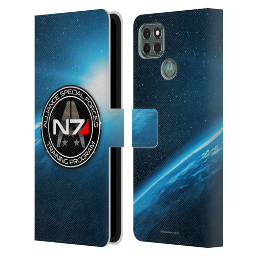 EA Bioware Mass Effect 3 Badges And Logos N7 Training Program Leather Book Wallet Case Cover For Motorola Moto G9 Power