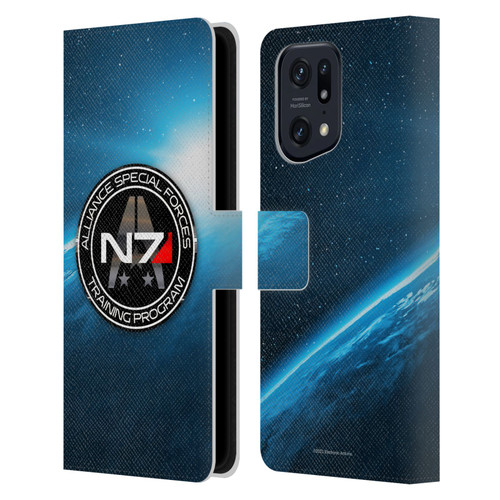 EA Bioware Mass Effect 3 Badges And Logos N7 Training Program Leather Book Wallet Case Cover For OPPO Find X5 Pro
