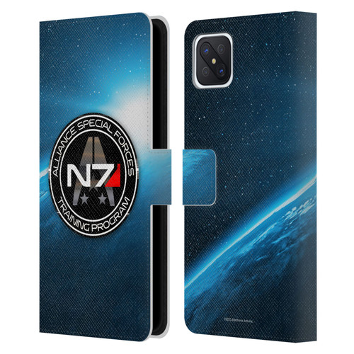 EA Bioware Mass Effect 3 Badges And Logos N7 Training Program Leather Book Wallet Case Cover For OPPO Reno4 Z 5G