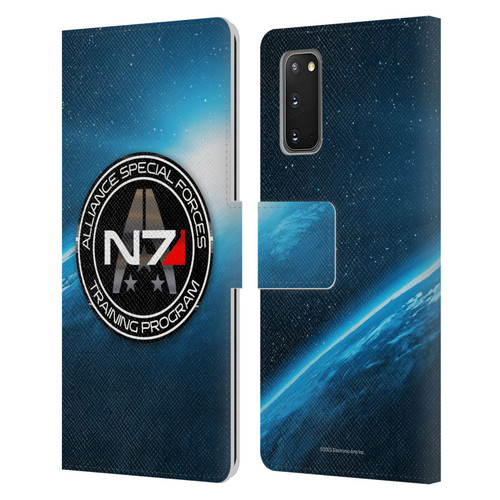 EA Bioware Mass Effect 3 Badges And Logos N7 Training Program Leather Book Wallet Case Cover For Samsung Galaxy S20 / S20 5G