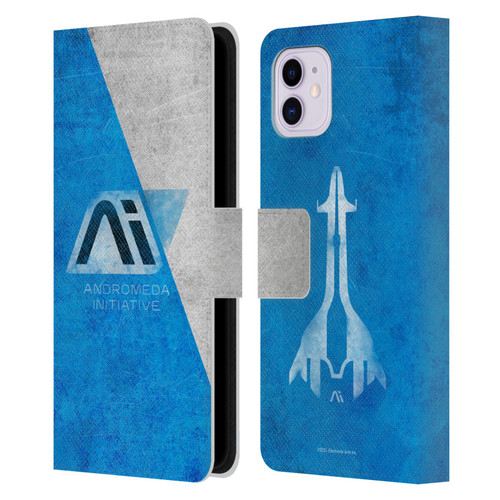 EA Bioware Mass Effect Andromeda Graphics Initiative Distressed Leather Book Wallet Case Cover For Apple iPhone 11