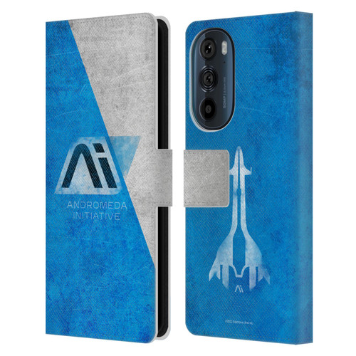 EA Bioware Mass Effect Andromeda Graphics Initiative Distressed Leather Book Wallet Case Cover For Motorola Edge 30