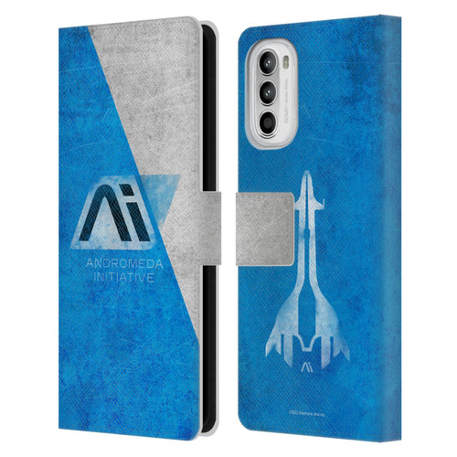 EA Bioware Mass Effect Andromeda Graphics Initiative Distressed Leather Book Wallet Case Cover For Motorola Moto G52