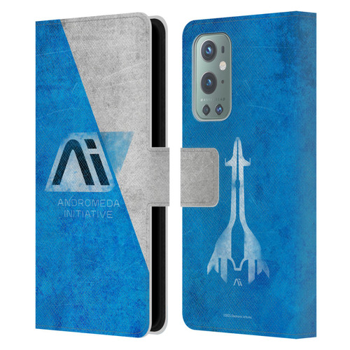 EA Bioware Mass Effect Andromeda Graphics Initiative Distressed Leather Book Wallet Case Cover For OnePlus 9