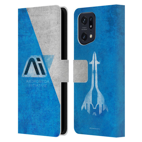 EA Bioware Mass Effect Andromeda Graphics Initiative Distressed Leather Book Wallet Case Cover For OPPO Find X5