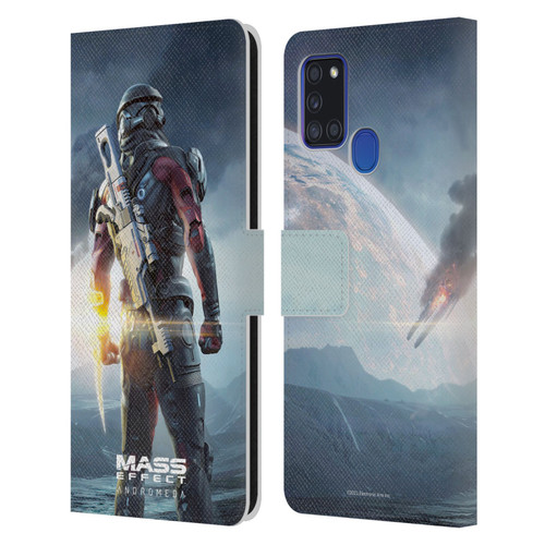 EA Bioware Mass Effect Andromeda Graphics Key Art Super Deluxe 2017 Leather Book Wallet Case Cover For Samsung Galaxy A21s (2020)
