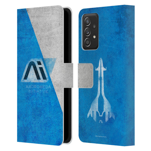 EA Bioware Mass Effect Andromeda Graphics Initiative Distressed Leather Book Wallet Case Cover For Samsung Galaxy A52 / A52s / 5G (2021)