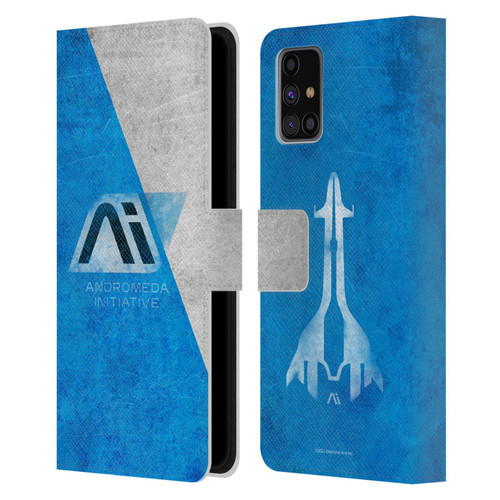 EA Bioware Mass Effect Andromeda Graphics Initiative Distressed Leather Book Wallet Case Cover For Samsung Galaxy M31s (2020)
