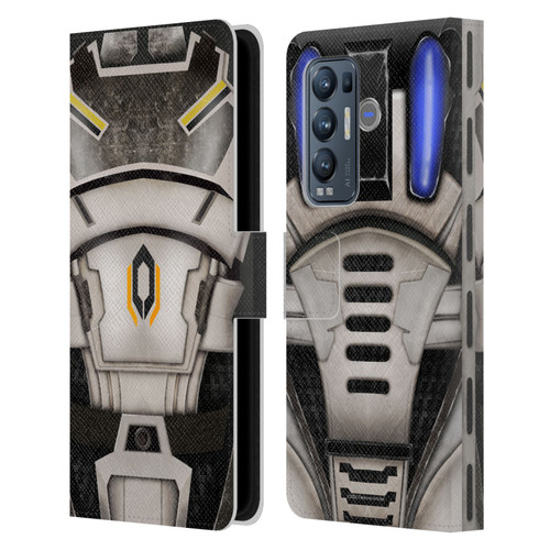 EA Bioware Mass Effect Armor Collection Cerberus Leather Book Wallet Case Cover For OPPO Find X3 Neo / Reno5 Pro+ 5G