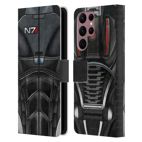 EA Bioware Mass Effect Armor Collection N7 Leather Book Wallet Case Cover For Samsung Galaxy S22 Ultra 5G