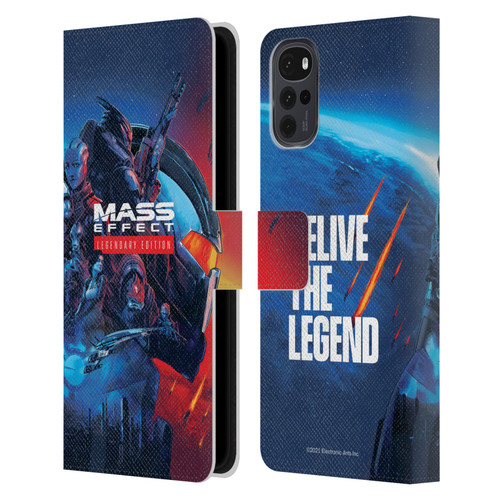 EA Bioware Mass Effect Legendary Graphics Key Art Leather Book Wallet Case Cover For Motorola Moto G22