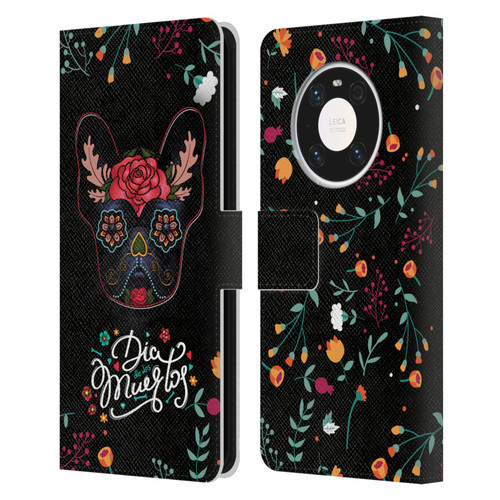 Klaudia Senator French Bulldog Day Of The Dead Leather Book Wallet Case Cover For Huawei Mate 40 Pro 5G