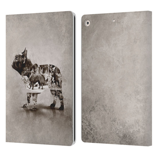 Klaudia Senator French Bulldog Vintage Leather Book Wallet Case Cover For Apple iPad 10.2 2019/2020/2021