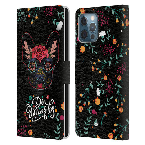 Klaudia Senator French Bulldog Day Of The Dead Leather Book Wallet Case Cover For Apple iPhone 12 Pro Max