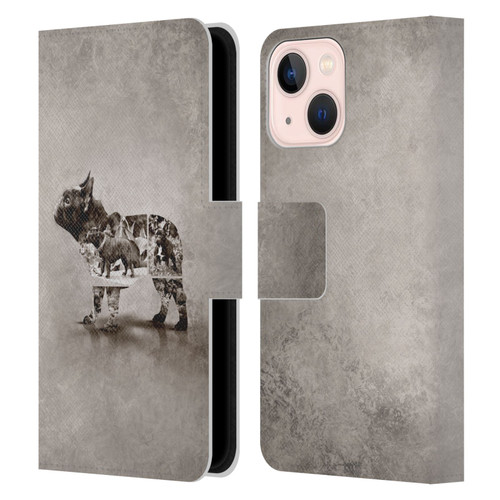 Klaudia Senator French Bulldog Vintage Leather Book Wallet Case Cover For Apple iPhone 13 Mini