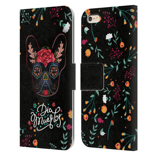 Klaudia Senator French Bulldog Day Of The Dead Leather Book Wallet Case Cover For Apple iPhone 6 Plus / iPhone 6s Plus