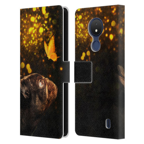 Klaudia Senator French Bulldog Butterfly Leather Book Wallet Case Cover For Nokia C21