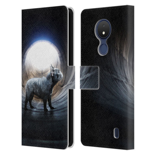 Klaudia Senator French Bulldog Lost Leather Book Wallet Case Cover For Nokia C21