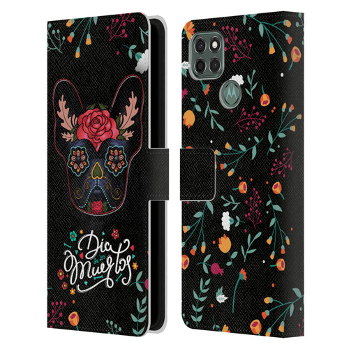 Klaudia Senator French Bulldog Day Of The Dead Leather Book Wallet Case Cover For Motorola Moto G9 Power
