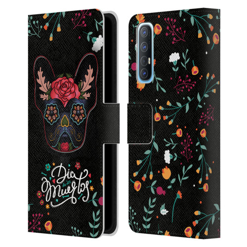 Klaudia Senator French Bulldog Day Of The Dead Leather Book Wallet Case Cover For OPPO Find X2 Neo 5G