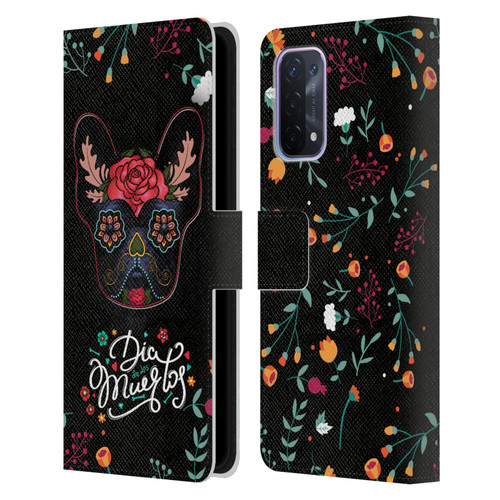 Klaudia Senator French Bulldog Day Of The Dead Leather Book Wallet Case Cover For OPPO A54 5G