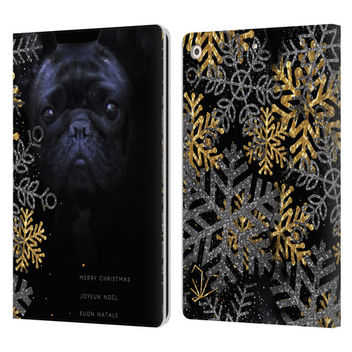 Klaudia Senator French Bulldog 2 Snow Flakes Leather Book Wallet Case Cover For Apple iPad 10.2 2019/2020/2021