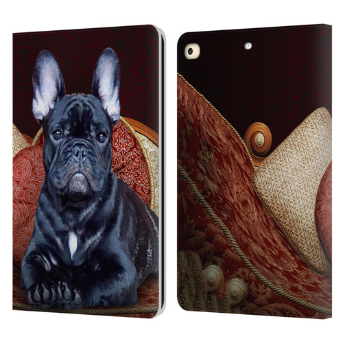 Klaudia Senator French Bulldog 2 Classic Couch Leather Book Wallet Case Cover For Apple iPad 9.7 2017 / iPad 9.7 2018