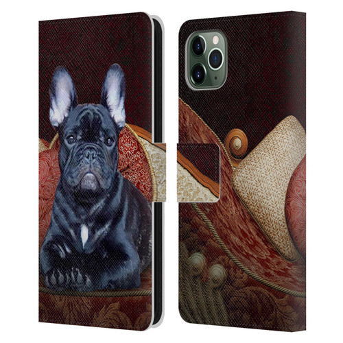 Klaudia Senator French Bulldog 2 Classic Couch Leather Book Wallet Case Cover For Apple iPhone 11 Pro Max