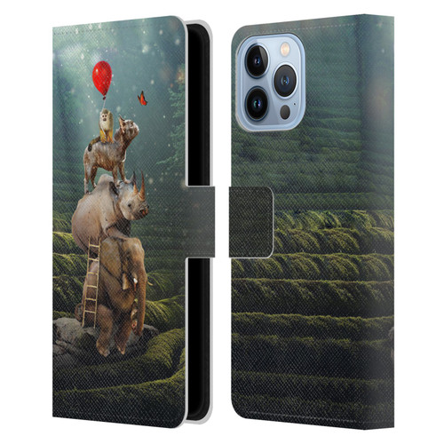 Klaudia Senator French Bulldog 2 Friends Reaching Butterfly Leather Book Wallet Case Cover For Apple iPhone 13 Pro Max