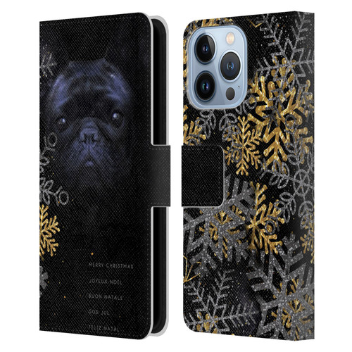 Klaudia Senator French Bulldog 2 Snow Flakes Leather Book Wallet Case Cover For Apple iPhone 13 Pro