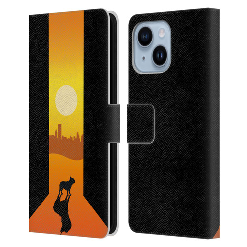 Klaudia Senator French Bulldog 2 Shadow At Sunset Leather Book Wallet Case Cover For Apple iPhone 14 Plus