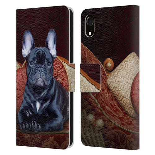 Klaudia Senator French Bulldog 2 Classic Couch Leather Book Wallet Case Cover For Apple iPhone XR