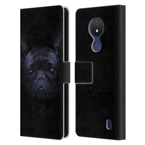 Klaudia Senator French Bulldog 2 Darkness Leather Book Wallet Case Cover For Nokia C21