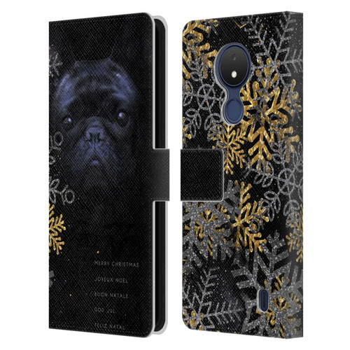 Klaudia Senator French Bulldog 2 Snow Flakes Leather Book Wallet Case Cover For Nokia C21