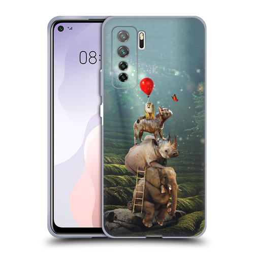 Klaudia Senator French Bulldog 2 Friends Reaching Butterfly Soft Gel Case for Huawei Nova 7 SE/P40 Lite 5G