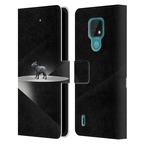 Klaudia Senator French Bulldog 2 Wandering Leather Book Wallet Case Cover For Motorola Moto E7