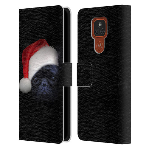 Klaudia Senator French Bulldog 2 Christmas Hat Leather Book Wallet Case Cover For Motorola Moto E7 Plus