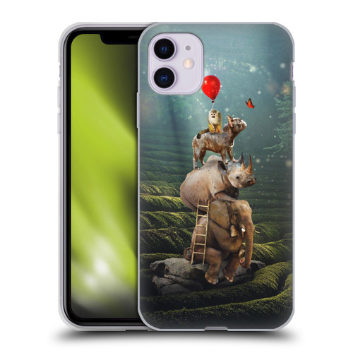 Klaudia Senator French Bulldog 2 Friends Reaching Butterfly Soft Gel Case for Apple iPhone 11