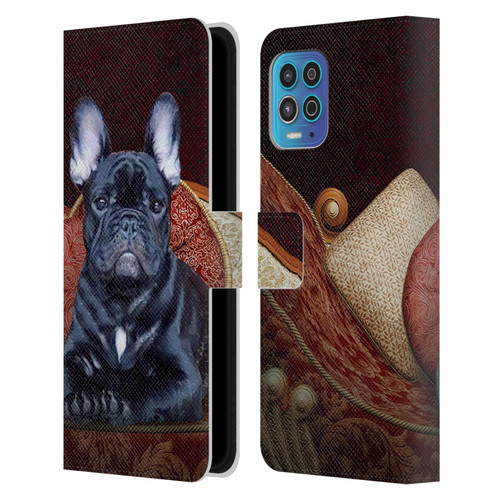 Klaudia Senator French Bulldog 2 Classic Couch Leather Book Wallet Case Cover For Motorola Moto G100