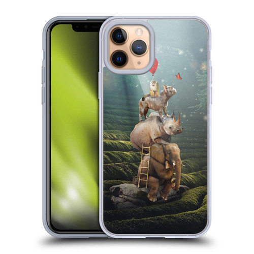 Klaudia Senator French Bulldog 2 Friends Reaching Butterfly Soft Gel Case for Apple iPhone 11 Pro