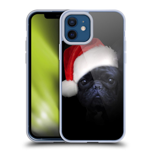 Klaudia Senator French Bulldog 2 Christmas Hat Soft Gel Case for Apple iPhone 12 / iPhone 12 Pro