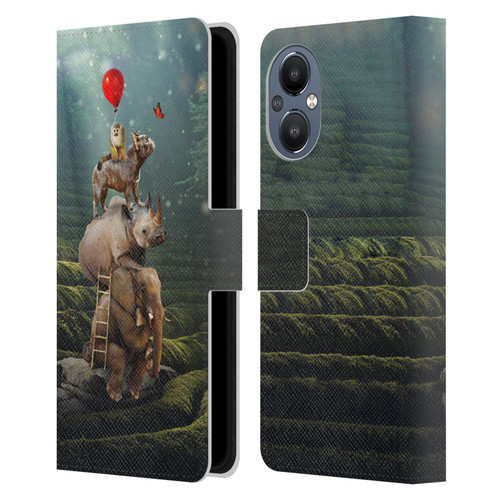 Klaudia Senator French Bulldog 2 Friends Reaching Butterfly Leather Book Wallet Case Cover For OnePlus Nord N20 5G